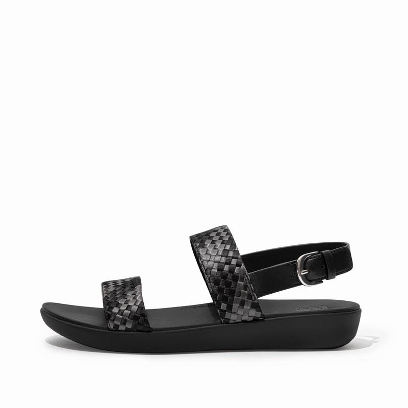 FitFlop Barra Polyester Faux Leder Schwarz - FitFlop Backstrap Sandalen Damen Sale [NDKU-78025]